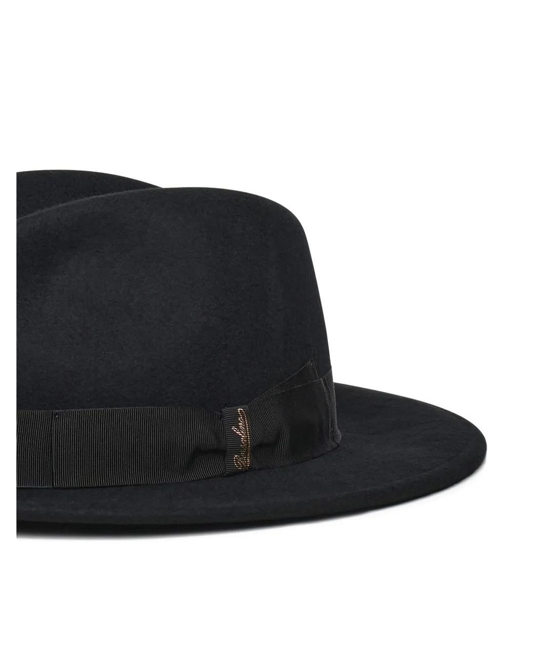 Borsalino Black Ribbon Wool Hat for men