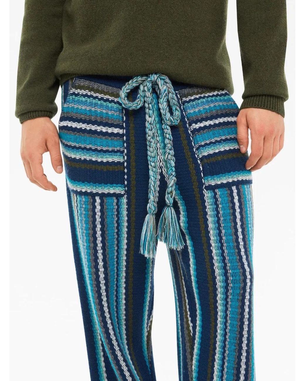 Alanui Blue Ushuaia Stories Knitted Trousers for men
