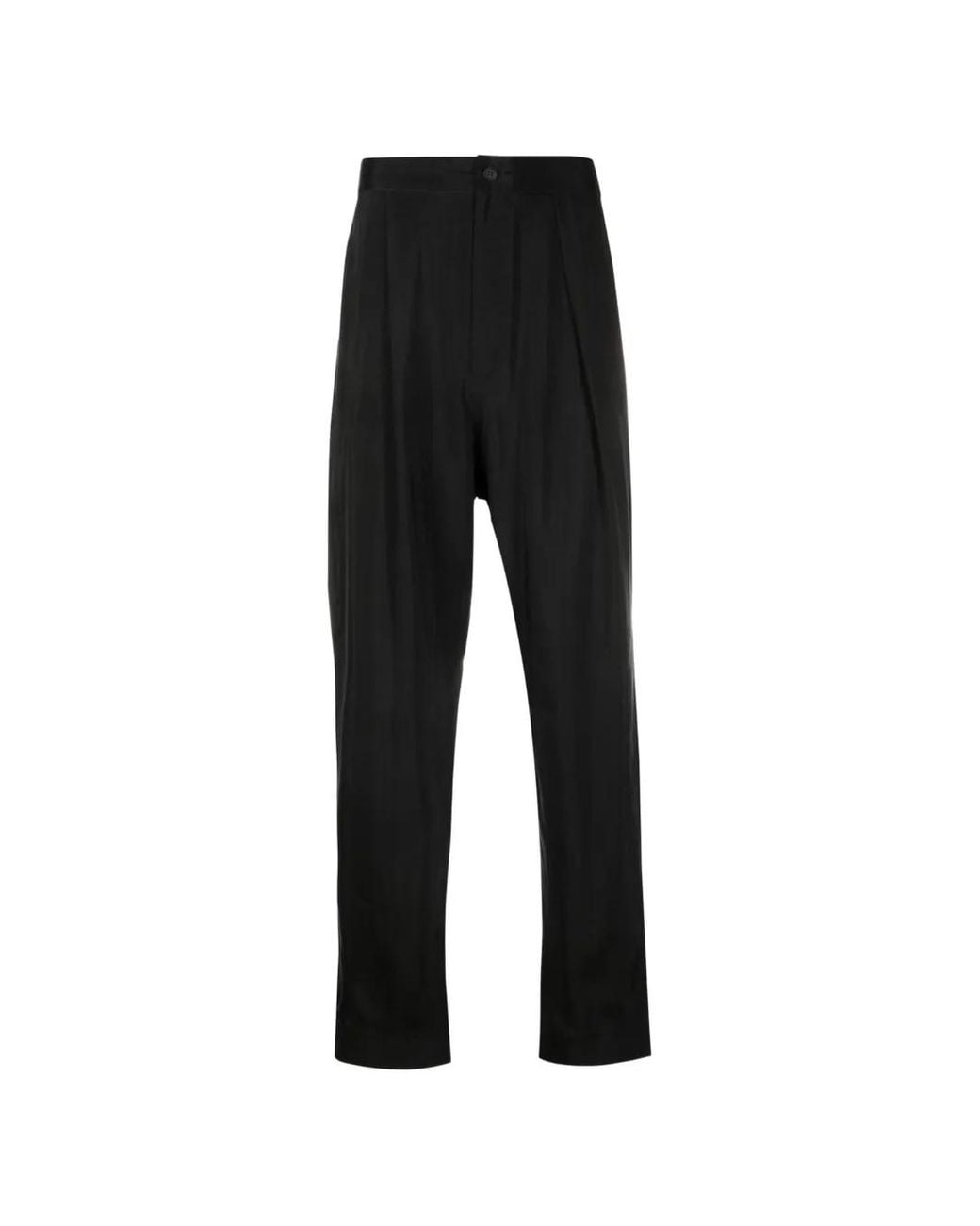 Tessitura Black Tapered Drop-Crotch Trousers for men
