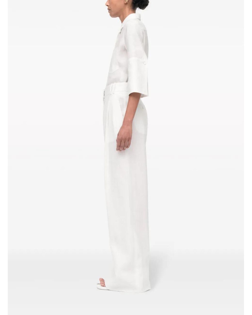 Another Tomorrow Linnen Blouse in het White