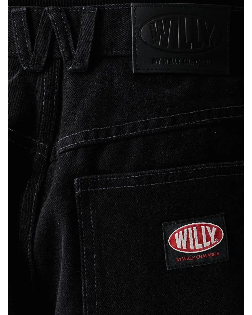 Willy Chavarria Black Wide-Leg Jeans