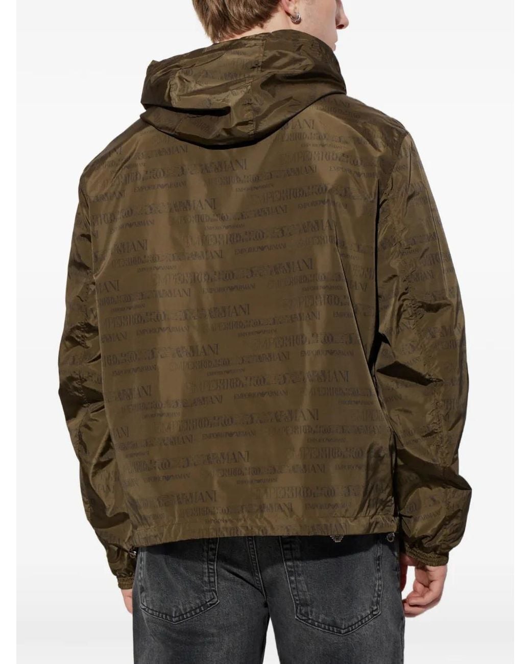 Emporio Armani Green Veste Réversible À Logo Imprimé for men