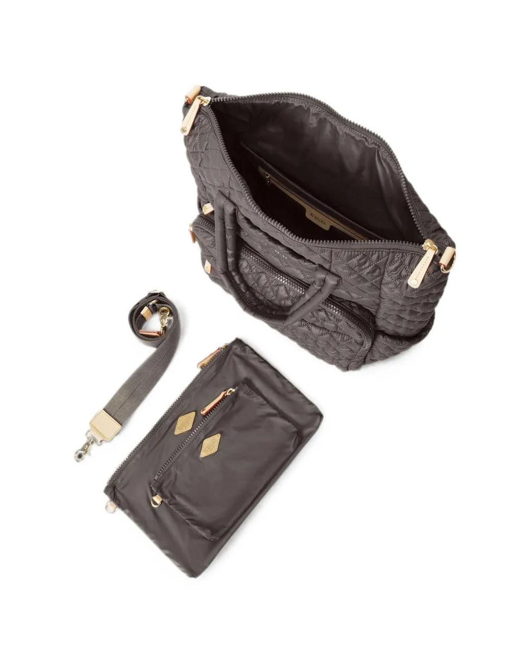 MZ Wallace Gray Metro Utility Quilted Backpack