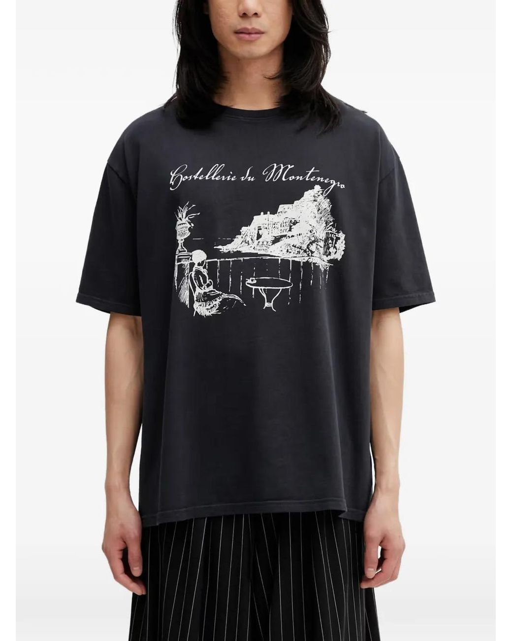 Rhude Black T-Shirt Fumar 91 À Logo Imprimé for men
