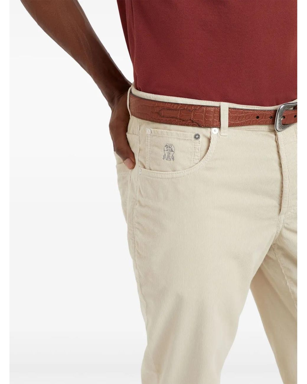 Brunello Cucinelli Natural Straight-Leg Corduroy Trousers for men