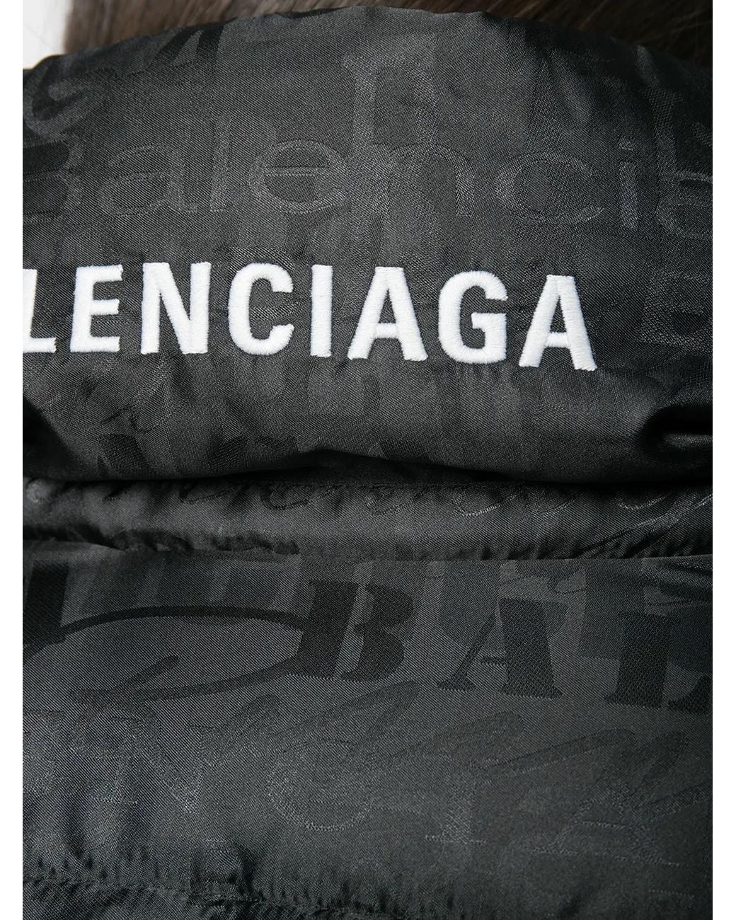 Balenciaga Black Mixed Typo Swing Puffer Jacket