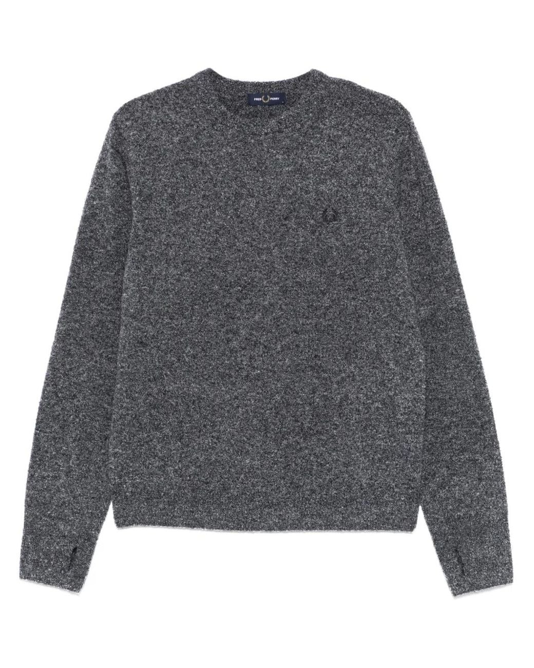 Fred Perry Gray Bouclé Crew-Neck Sweater for men