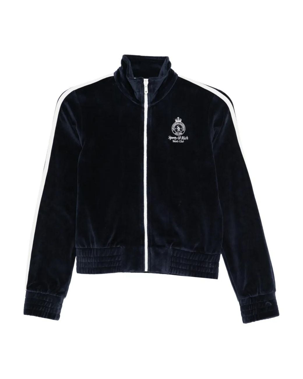 Sporty & Rich Black Sleeve-Stripe Zipped Sweatshirt