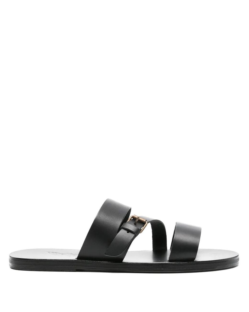 Ancient Greek Sandals Black Ifiklis Flat Leather Sandals for men