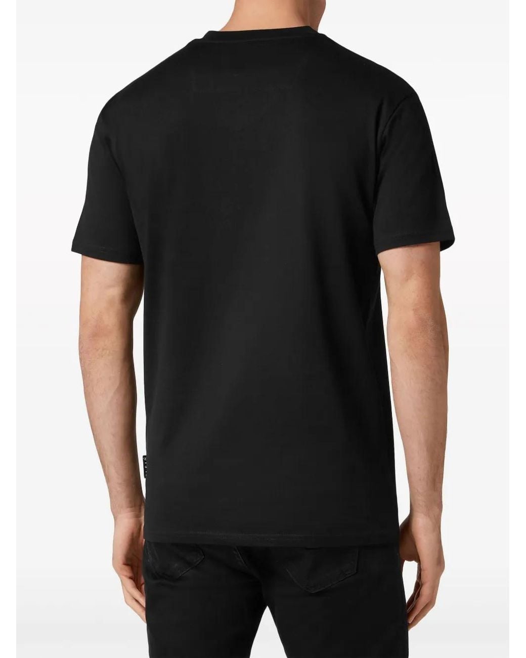 Philipp Plein Black Logo-Print V-Neck T-Shirt for men