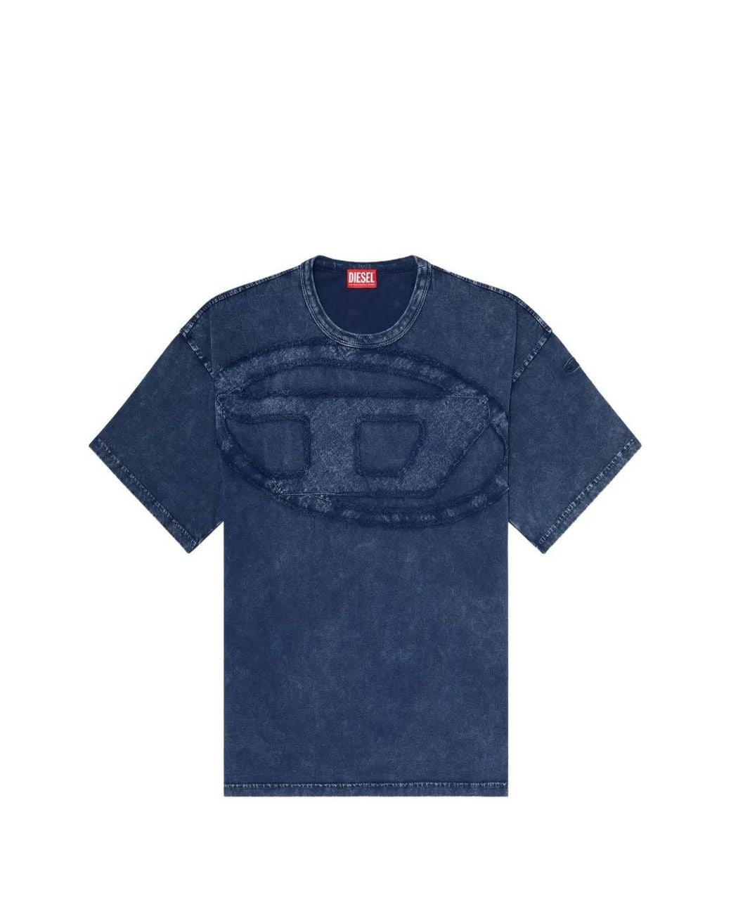 DIESEL Blue Relaxed Cotton T-Shirt With Oval-D Applique for men