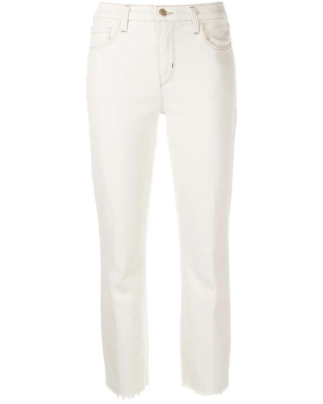 L'Agence White Cropped Slim-Cut Jeans