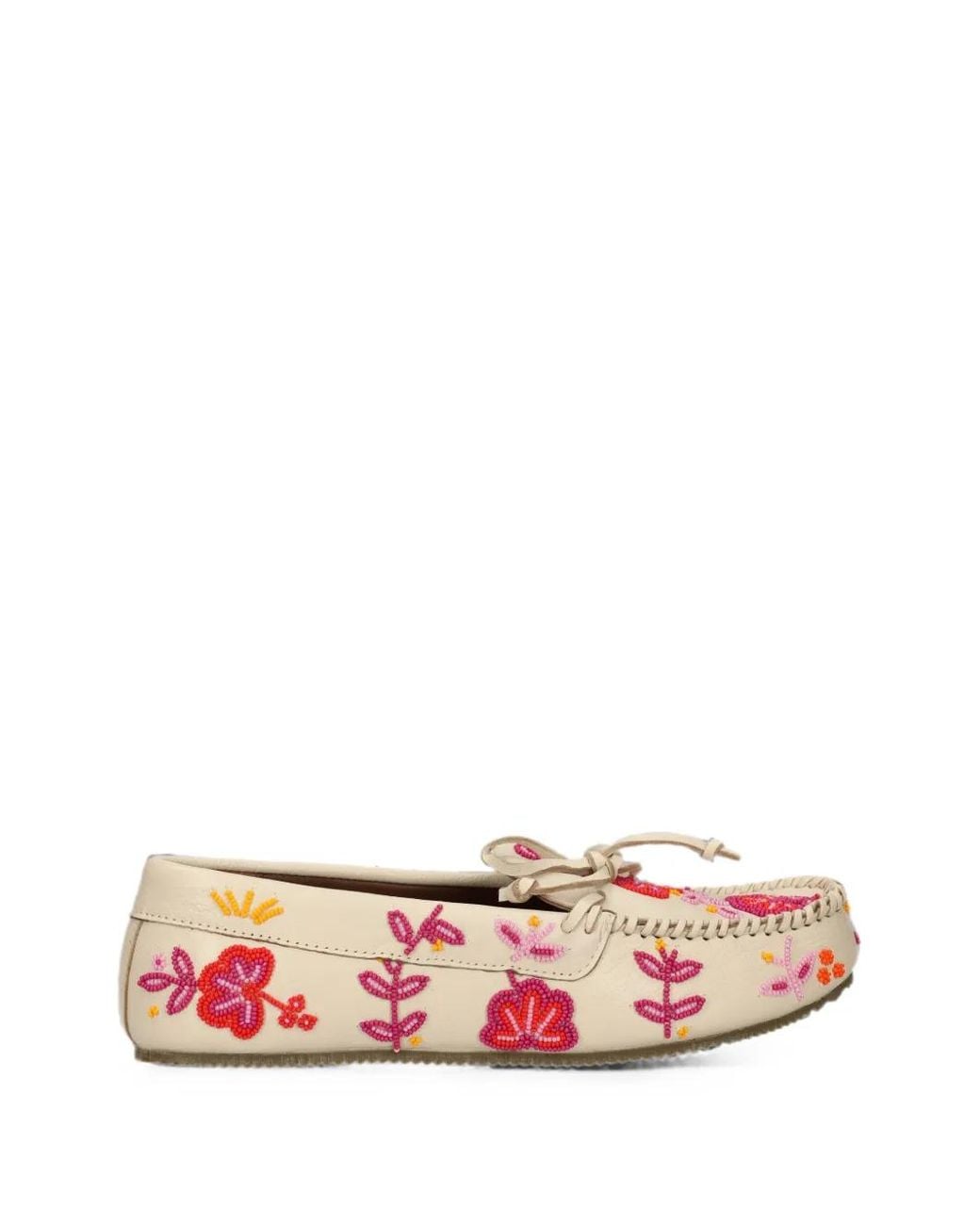 De Siena Shoes Pink Arianna Bead-Embellished Leather Loafers
