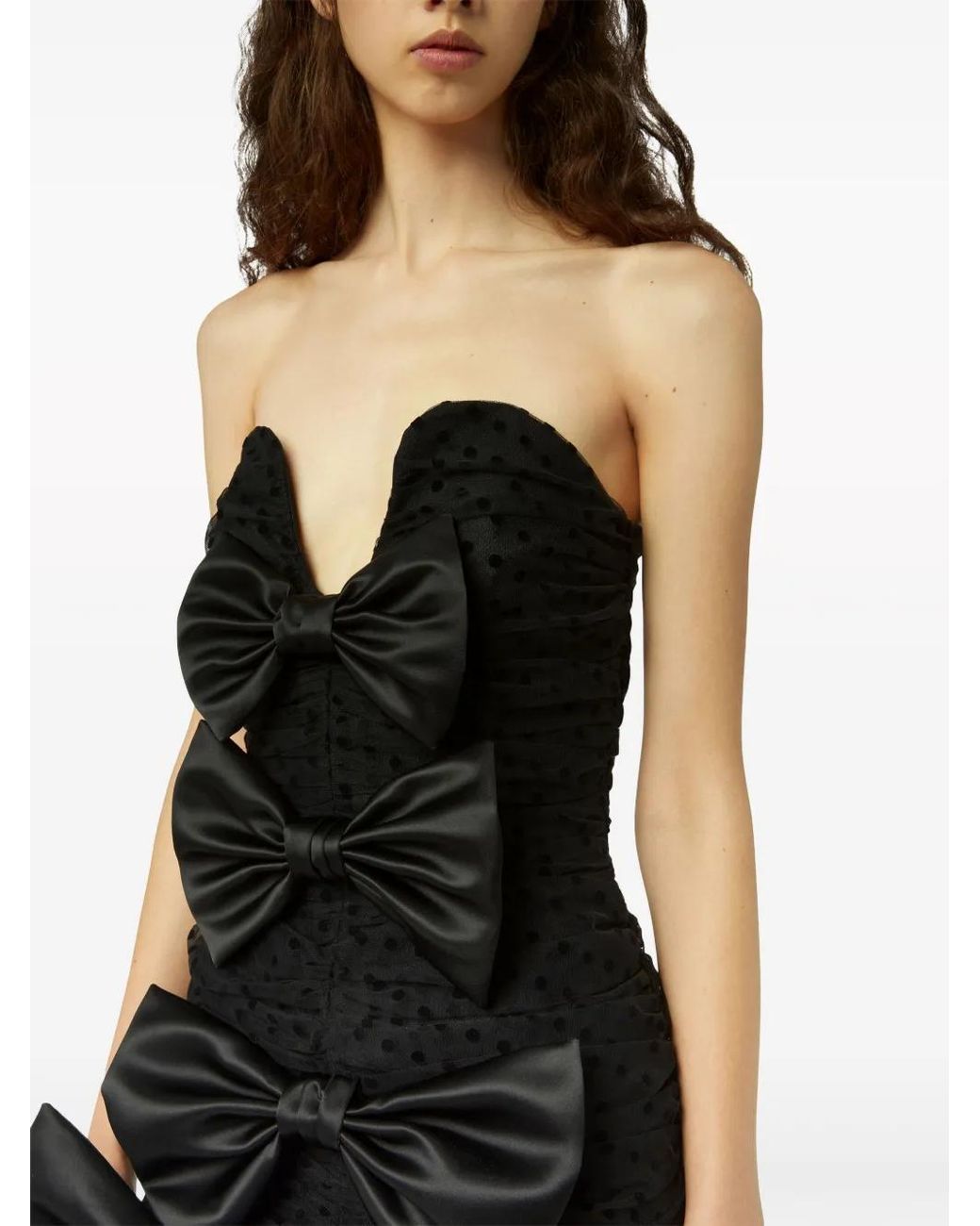 Nina Ricci Black Bow-Detail Bustier Minidress
