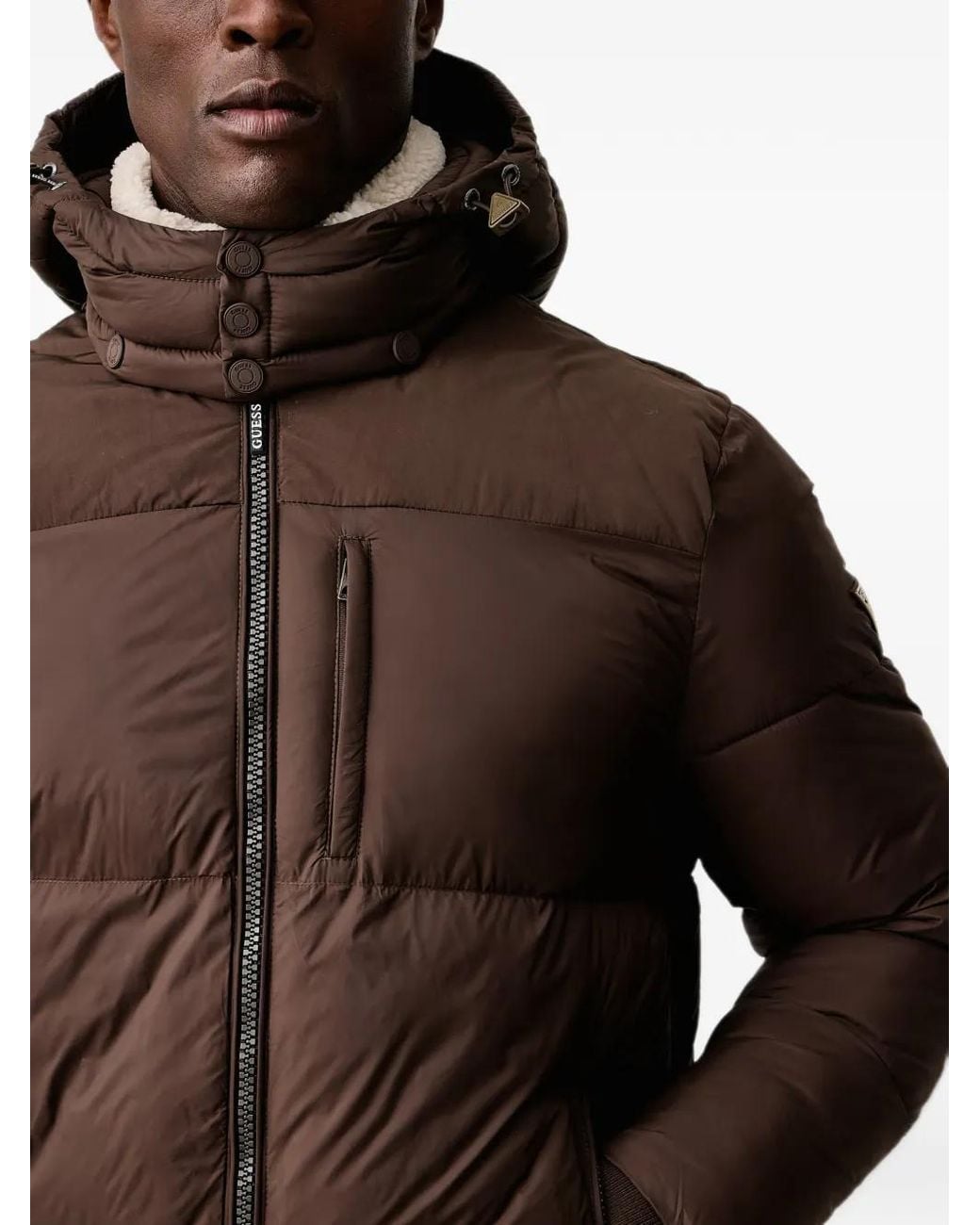 Guess Brown Puffer Jacket for men