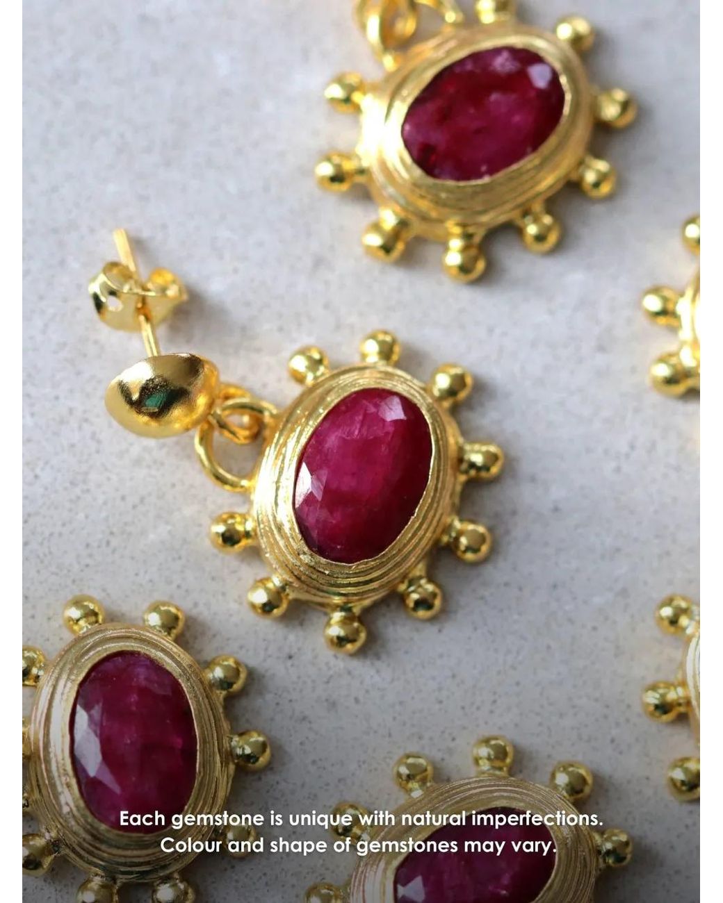 Ottoman Hands Metallic Ruby Zand Drop Earrings