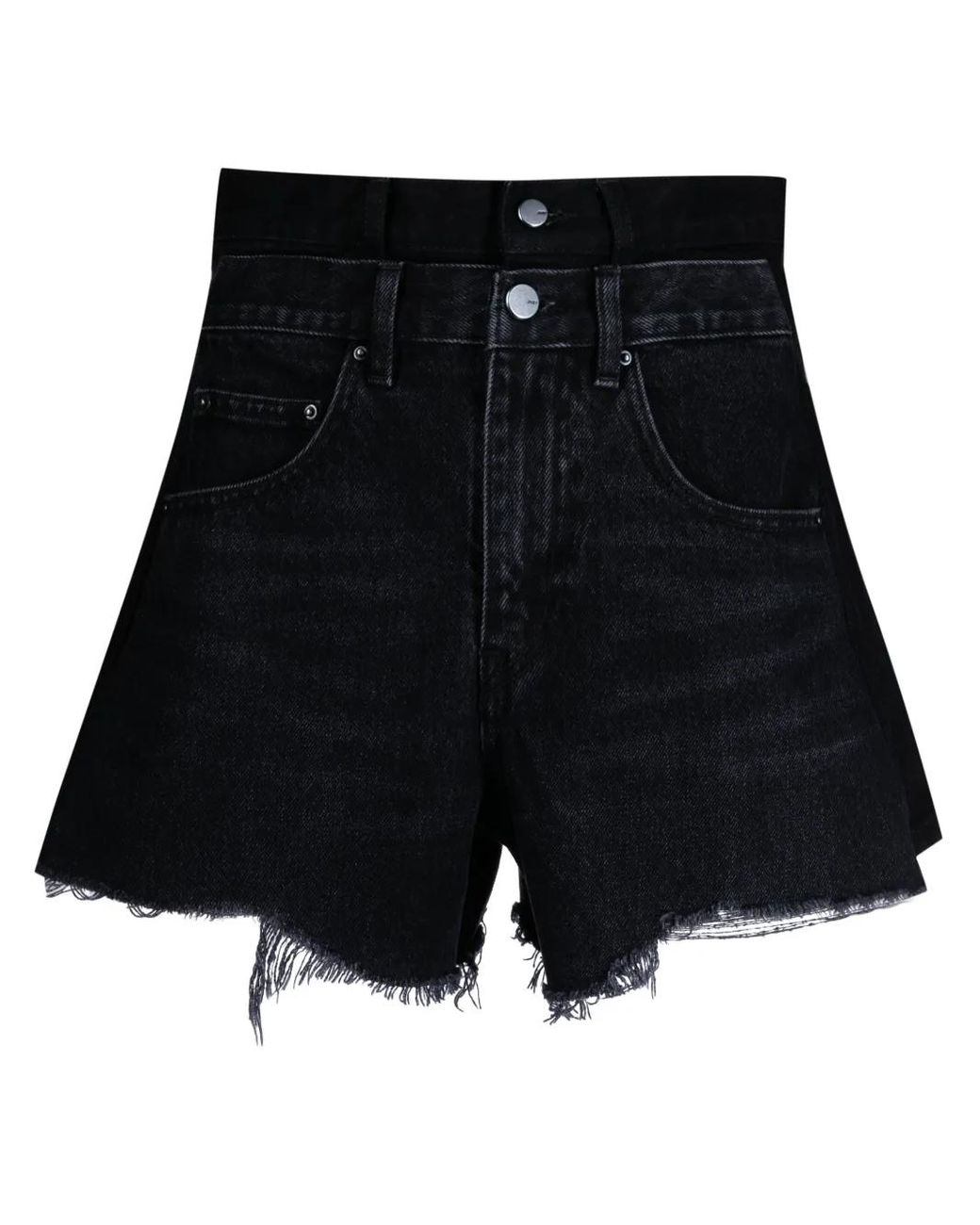 JNBY Black Raw-Cut Asymmetric Denim Shorts