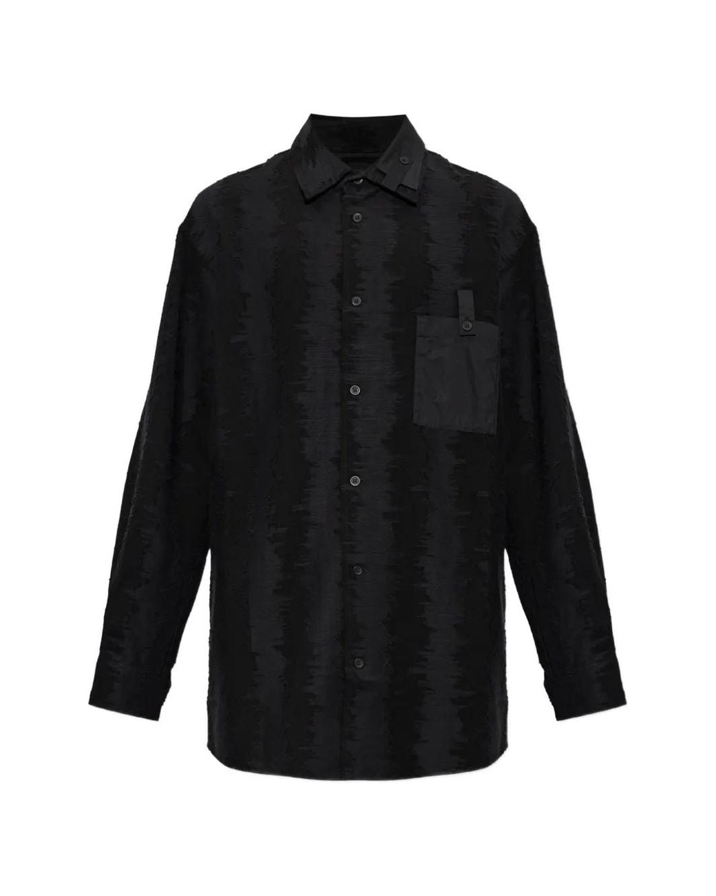Y-3 Black Deco Stitch Distressed-Effect Patch-Pocket Shirt for men