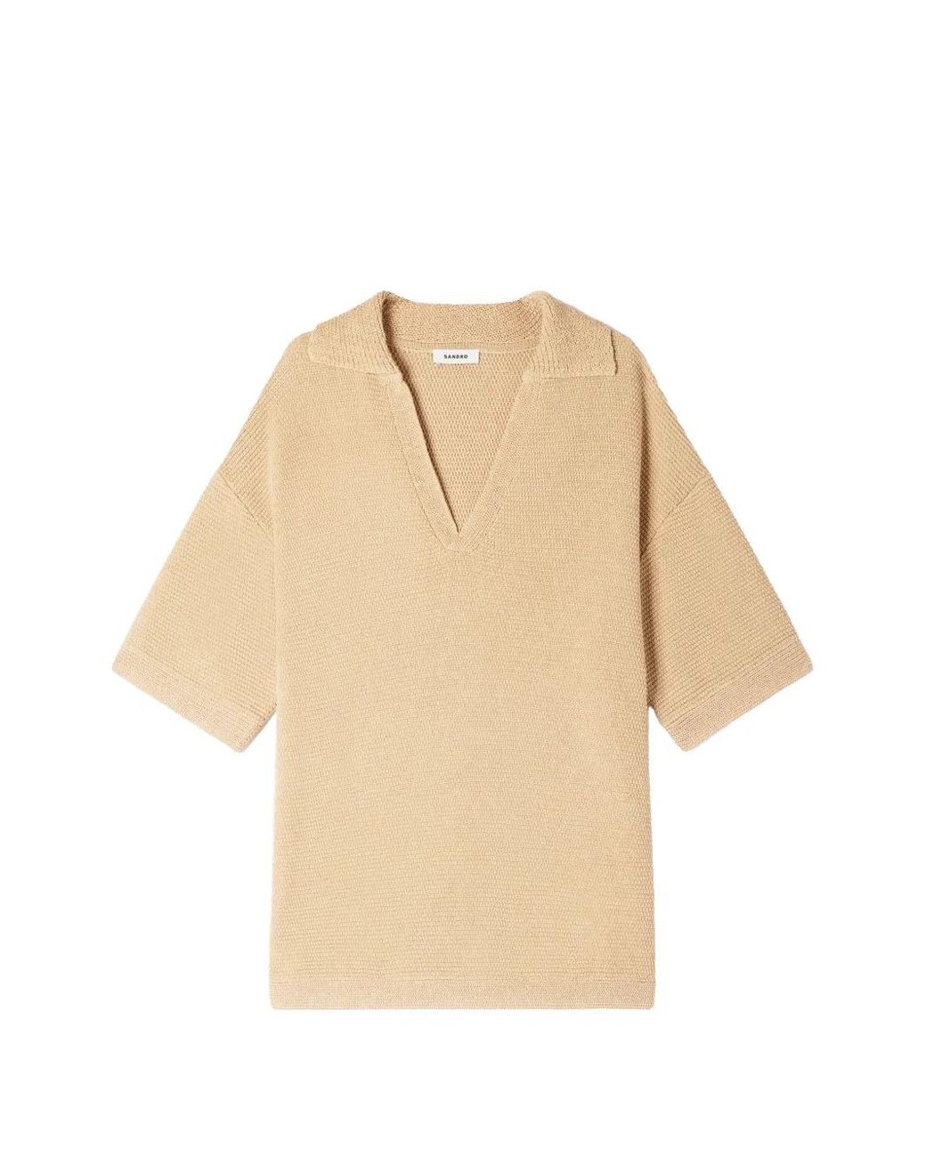 Sandro Natural Jute-Effect Polo Shirt for men