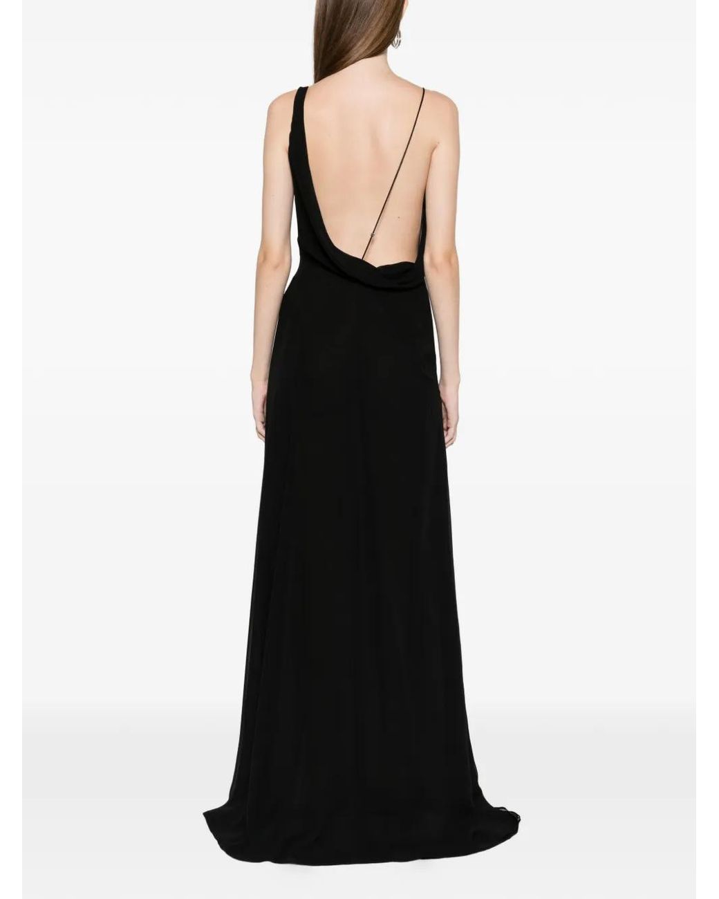 Amiri Black Cowl-Neck Slit Maxi Dress