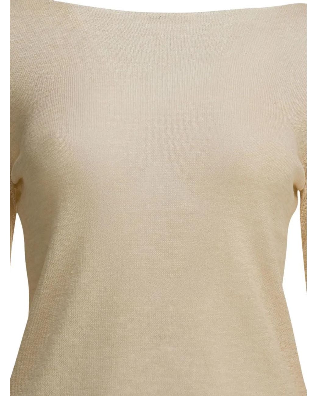 Auralee White Fine-Knit Boat-Neck Sweater