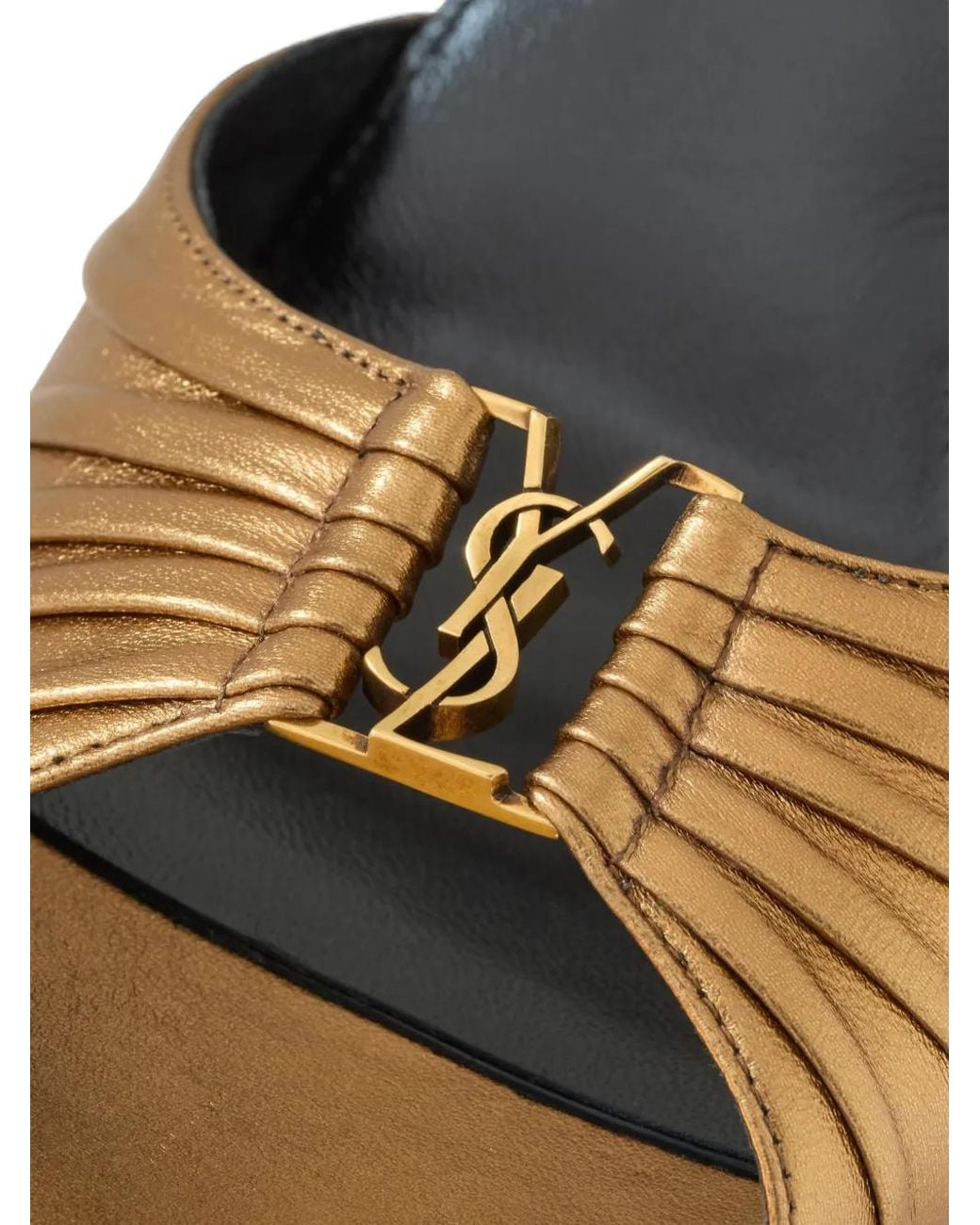 Saint Laurent Metallic Babylone Leather Sandals