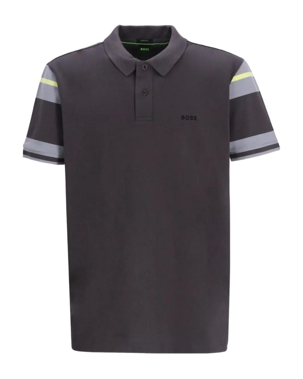 Boss Black Striped-Detail Polo Shirt for men