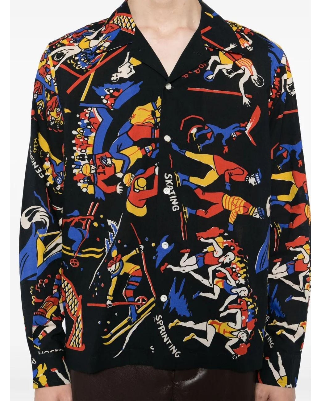 Bode Blue Pastimes Long-Sleeved Shirt for men