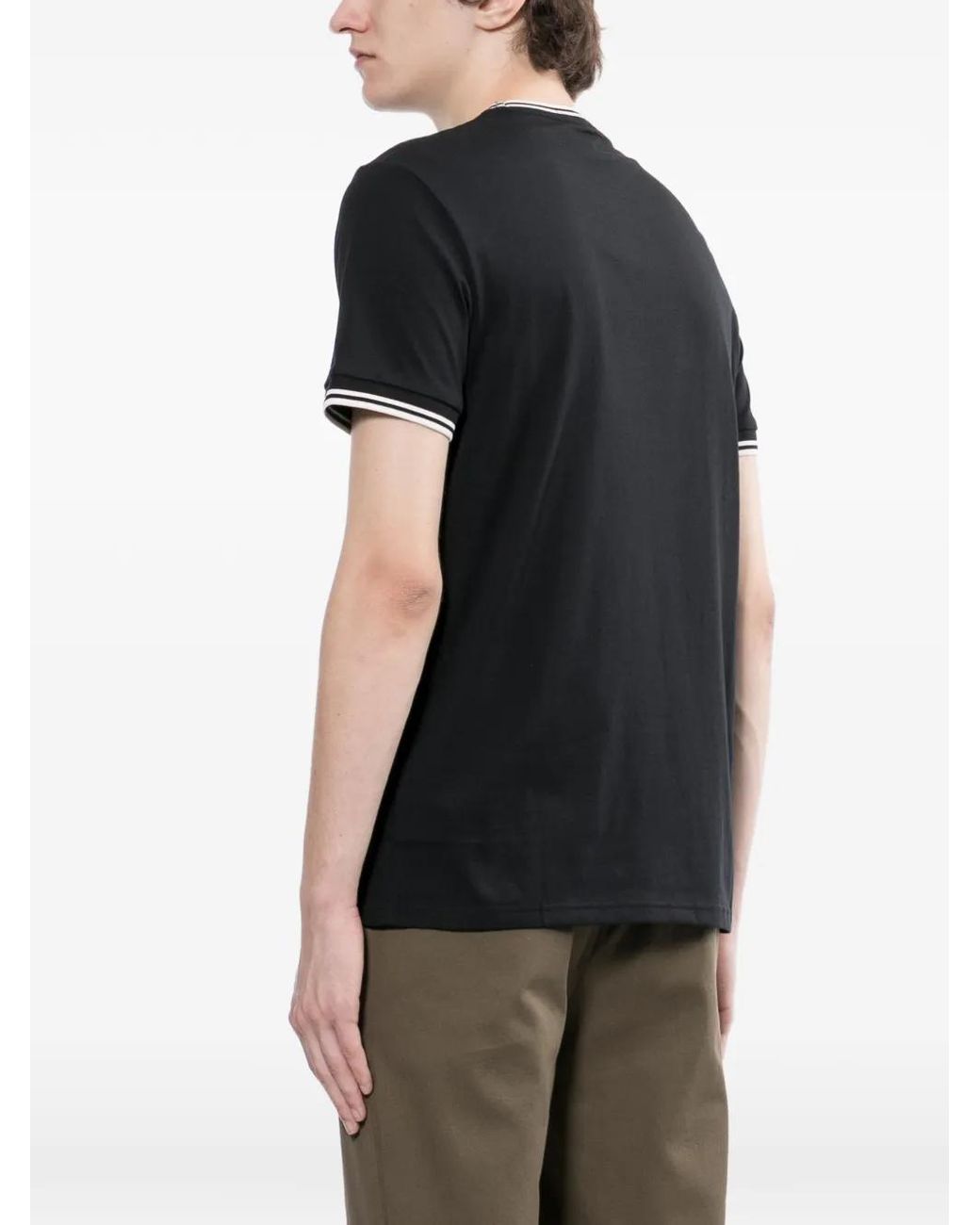 Fred Perry Black Logo-Embroidered T-Shirt for men