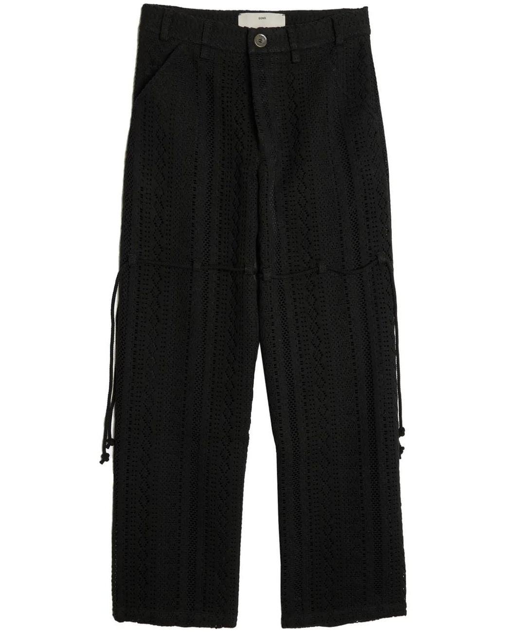 Song For The Mute Black Chain-Lace Wide-Leg Trousers for men