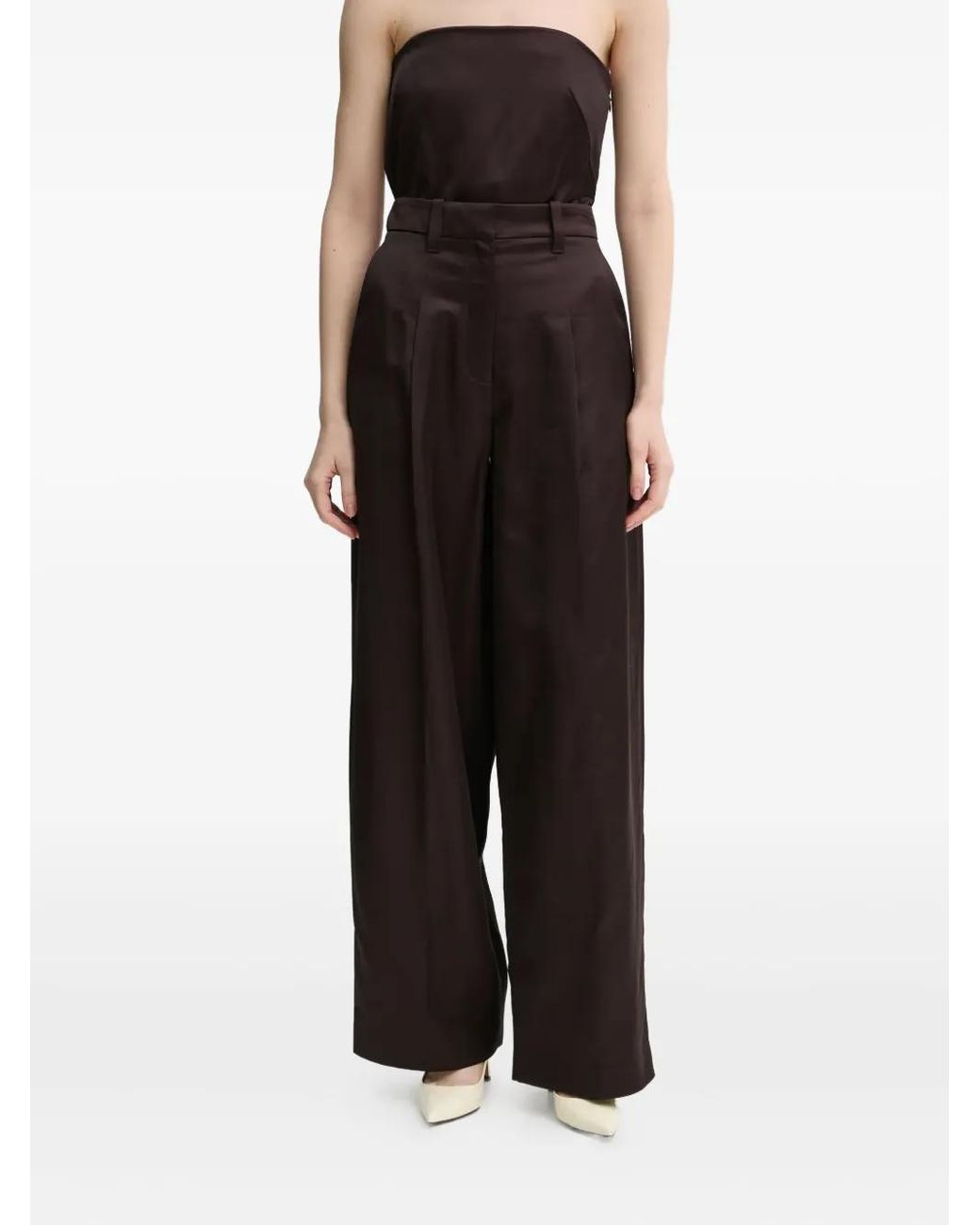 A.L.C. Black Pleated Wide-Leg Trousers