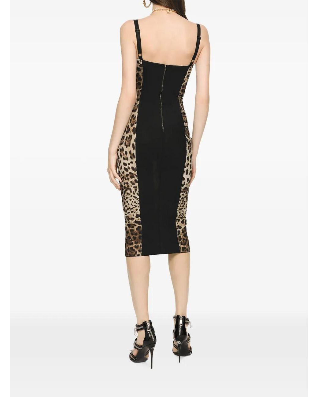 Dolce & Gabbana Natural Leopard-Print Midi Dress