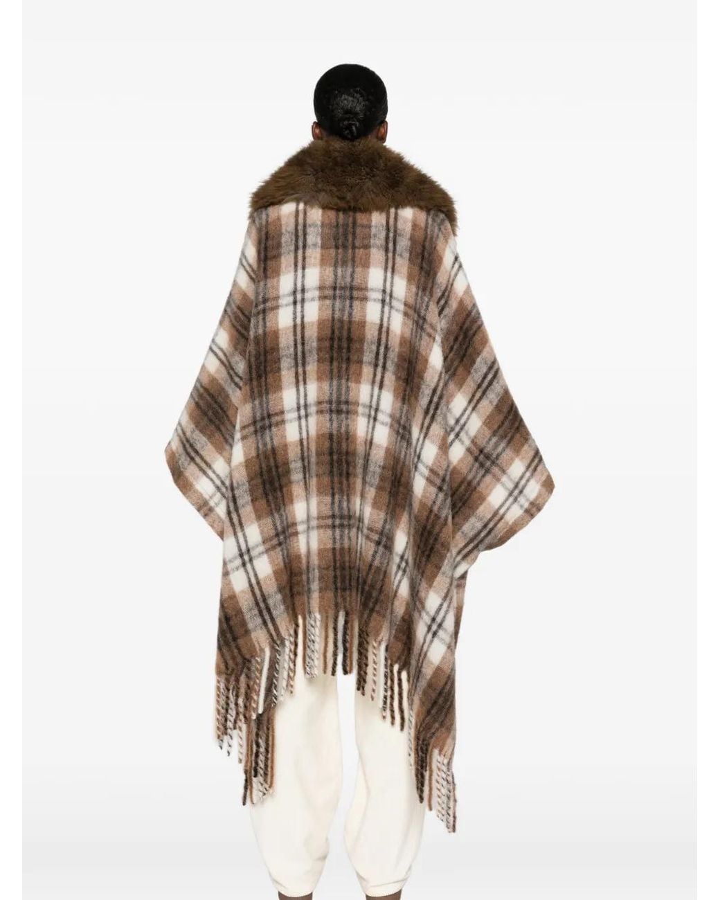 Moncler Multicolor Check-Pattern Cape