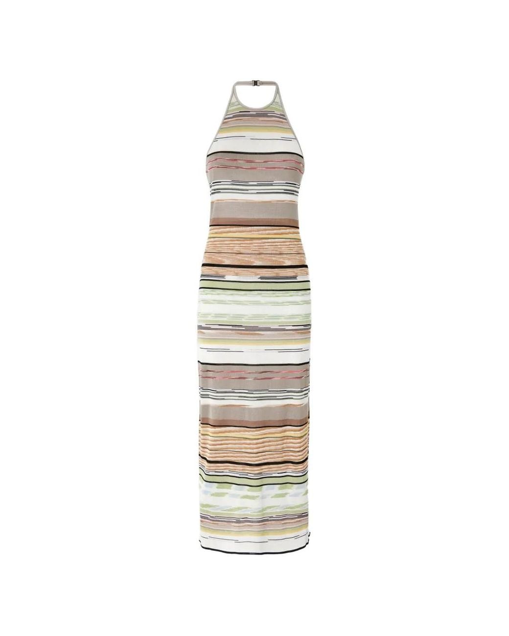 Missoni White Striped Halterneck Dress