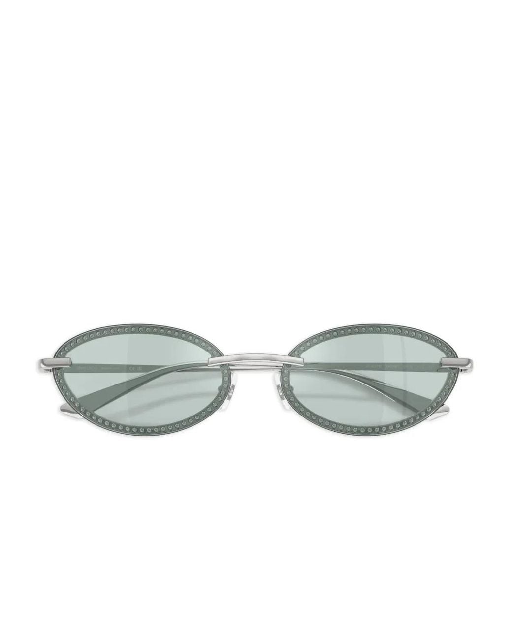 Jimmy Choo Gray Beaded Oval-Frame Sunglasses