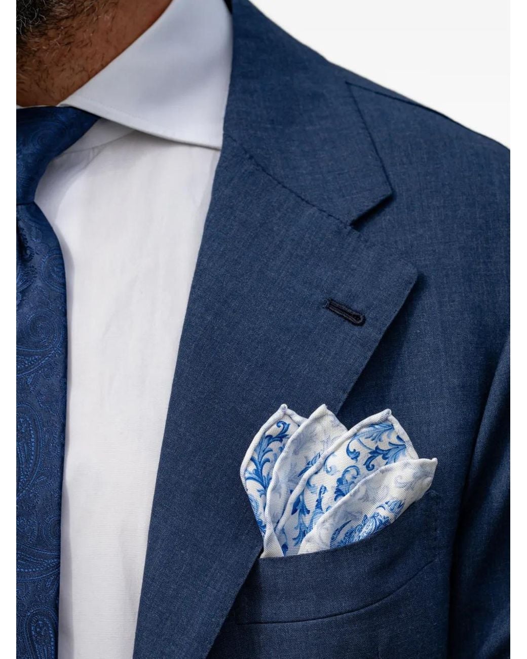 Elizabetta Blue Porto Patterned Pocket Square for men