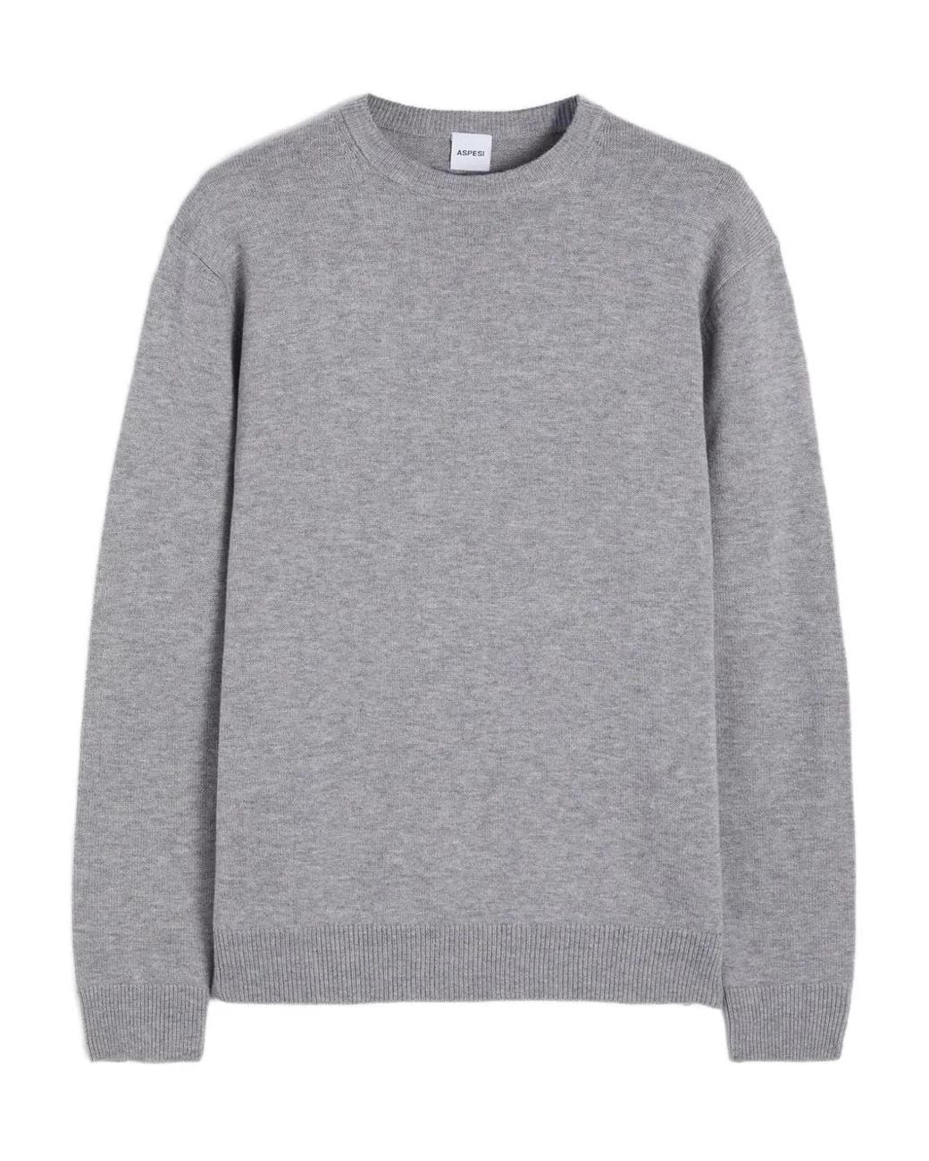 Aspesi Gray Virgin Wool Crew-Neck Sweatshirt for men