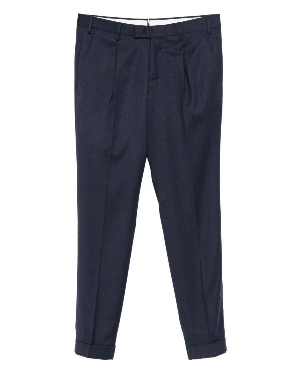 PT Torino Blue Virgin Wool Blend Straight-Leg Trousers for men