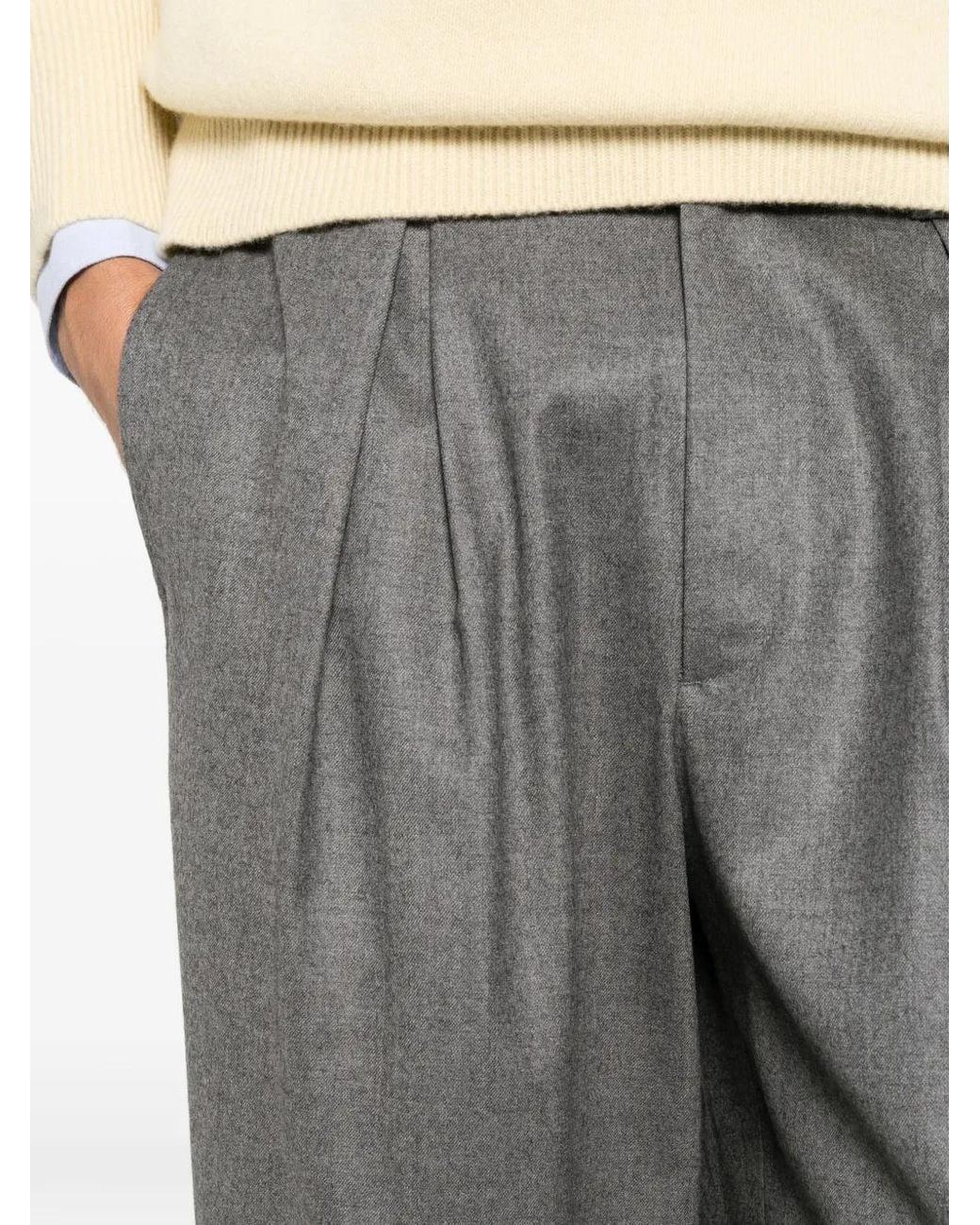 Ssstein Gray Pleated Wide-Leg Trousers for men