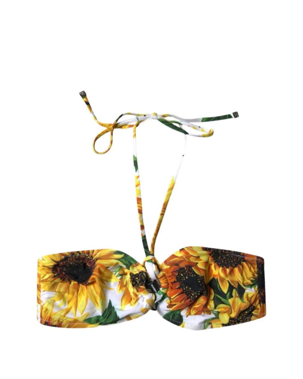 Dolce & Gabbana Metallic Floral-Print Halterneck Bikini Top