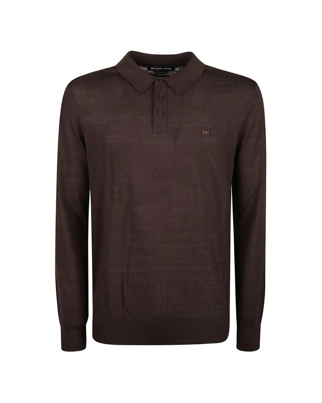 Michael Kors Brown Logo-Embroidered Merino Polo Shirt for men