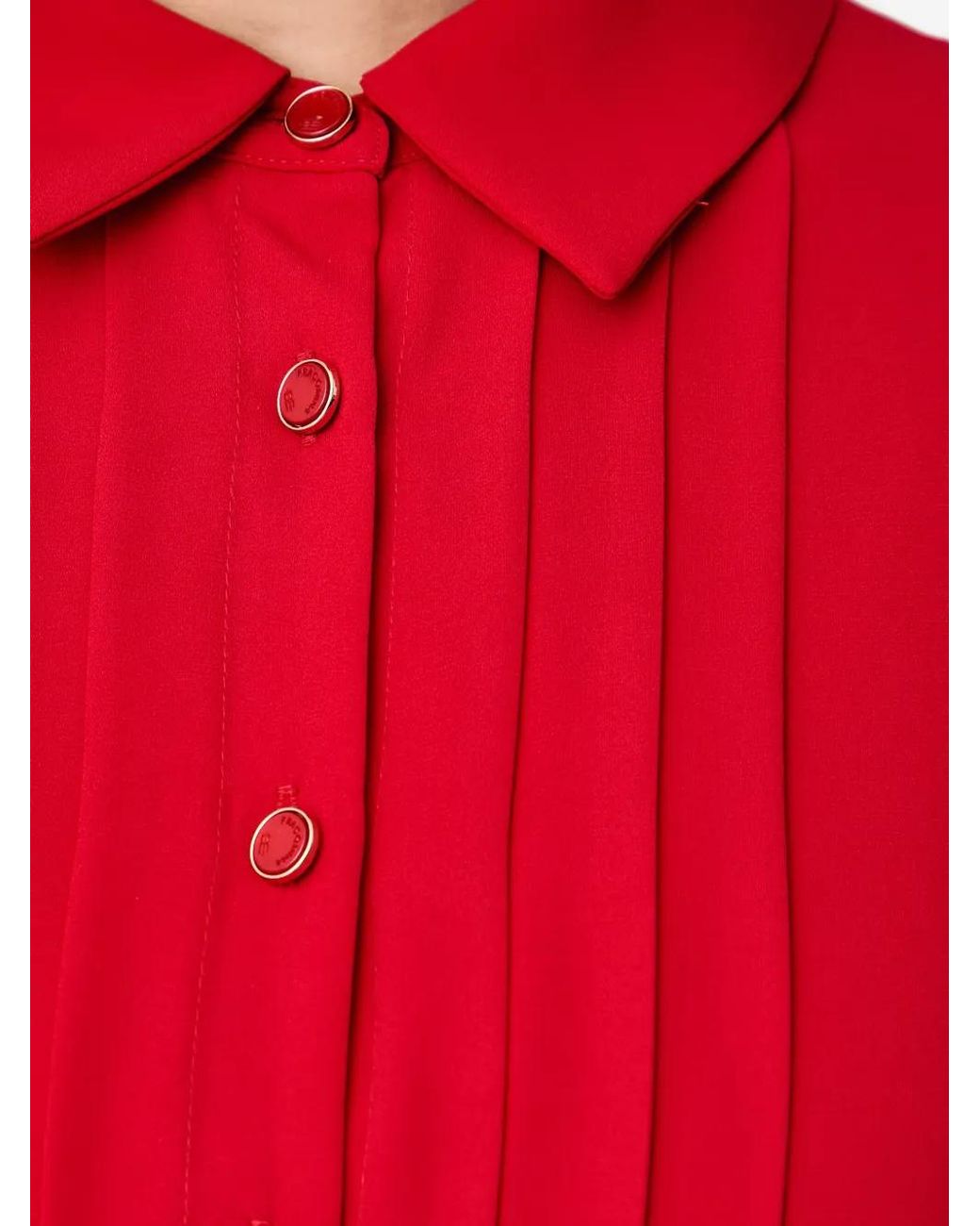 Fracomina Red Pleated-Detail Belted Maxi Dress