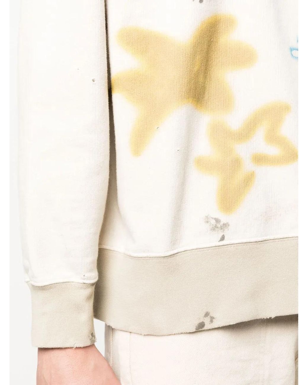 Palm Angels Natural Sprayed Palm-Print Cotton Sweatshirt for men