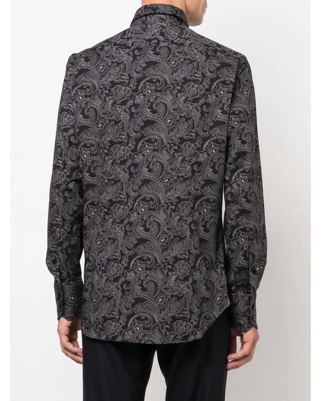 Billionaire Gray Paisley-Print Long-Sleeve Shirt for men