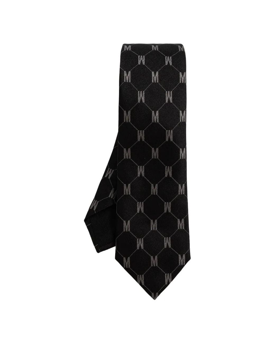 Moschino Black Monogram Silk Tie for men