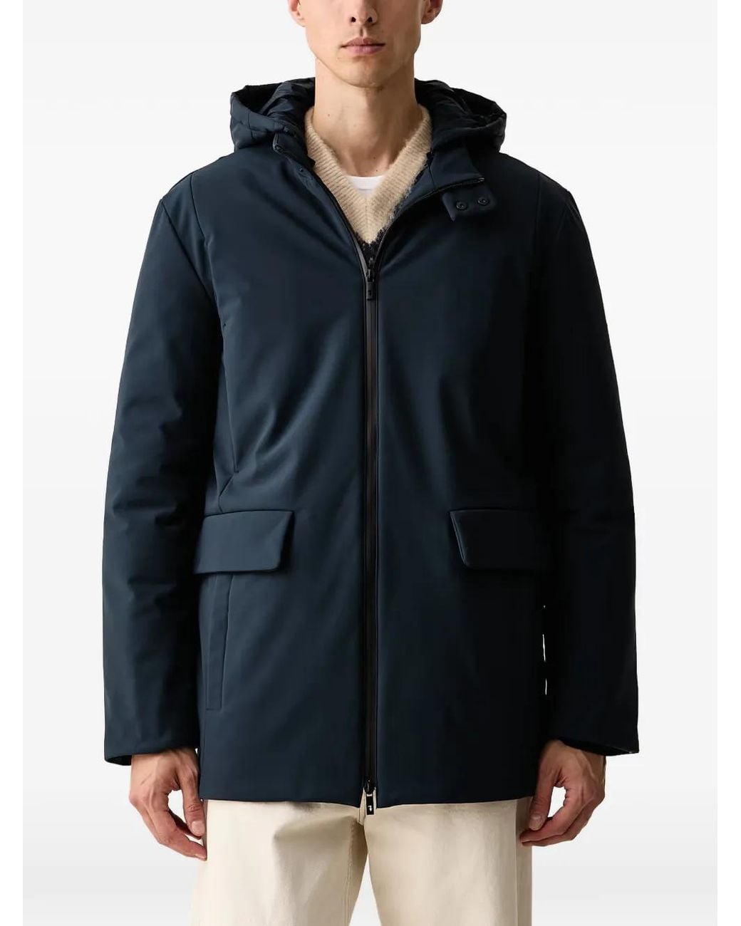 Trussardi Blue Hooded Flap-Pocket Jacket for men