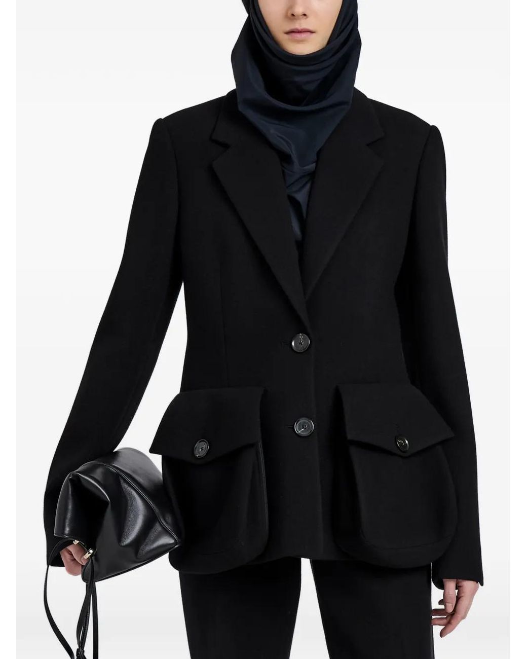 Proenza Schouler Black Flap-Pockets Buttoned Blazer