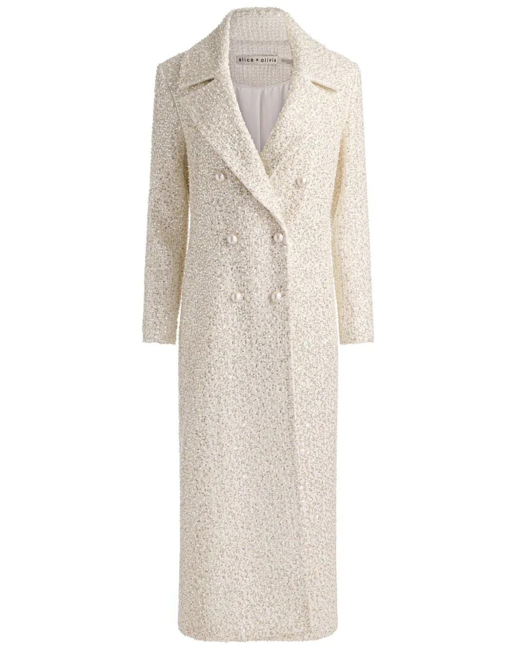 Alice + Olivia White Nicholas Double-Breasted Coat