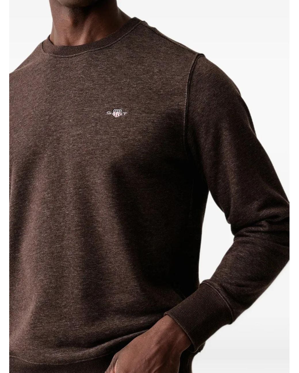 Gant Black Logo-Embroidered Crew-Neck Sweater for men