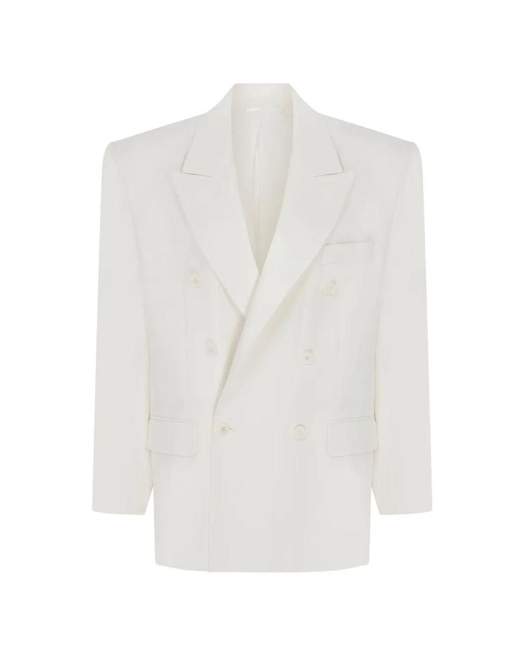MEGUSTA White Oversized Double-Breasted Blazer